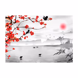 Planete Discount PD14281-250-175 papier-peint Papier peint non tissé Noir, Rouge, Blanc