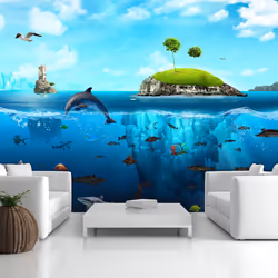 Planete Discount PD14525-400-280, Papier peint non tissé, Bleu, Vert, Bleu Marine, Vert, Azuré, 120 g/m², Royaume nautique, 4 ...