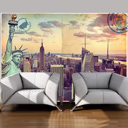Planete Discount PD14977-400-280, Papier peint non tissé, 120 g/m², Postcard from New York, 4000 mm, 50 cm, 2800 mm