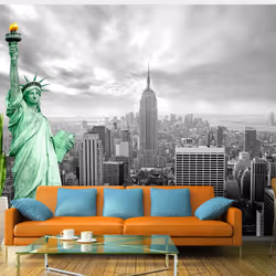 Planete Discount PD14998-400-280, Papier peint non tissé, Noir, Vert, Blanc, Noir Et Blanc, Vert, 120 g/m², Symbol of freedom ...