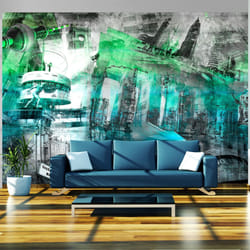 Papier peint intissé Ville et Architecture Berlin - collage (vert) - PD14999-400-280