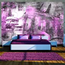 Planete Discount PD15000-400-280, Papier peint non tissé, Noir, Violet, Blanc, Violet, Noir Et Blanc, 120 g/m², Berlin - coll ...