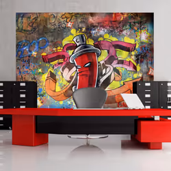 Planete Discount PD14727-400-280, Papier peint non tissé, Multicolore, Colorful, 120 g/m², Graffiti monster, 4000 mm