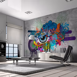 Planete Discount PD14728-400-280, Papier peint non tissé, Gris, Gris, Colorful, 120 g/m², Graffiti eye, 4000 mm