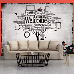 Planete Discount PD14776-400-280, Papier peint non tissé, Noir, Blanc, Noir Et Blanc, 120 g/m², In this house, 4000 mm