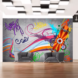 Planete Discount PD14730-400-280, Papier peint non tissé, Gris, Colorful, Gris, 120 g/m², Skateboard, 4000 mm