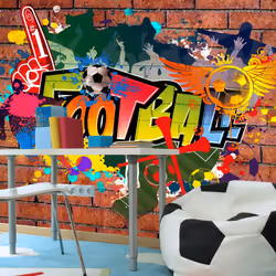 Planete Discount PD14731-100-70, Papier peint non tissé, Cuivre, Cuivré, Colorful, 120 g/m², Football fans!, 1000 mm