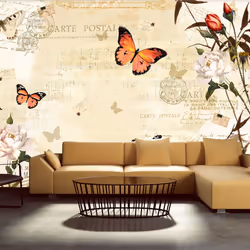 Planete Discount PD13326-100-70, Papier peint non tissé, Beige, Orange, Orange, Beige, 120 g/m², Melodies of butterflies, 100 ...
