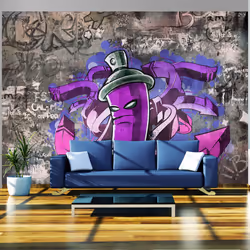 Planete Discount PD14735-200-140, Papier peint non tissé, Gris, Violet, Violet, Gris, 120 g/m², Graffiti spray can, 2000 mm