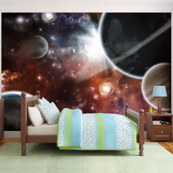 Planete Discount PD14530-400-280, Papier peint non tissé, Noir, Blanc, Noir, Blanc, 120 g/m², Walk in Space, 4000 mm