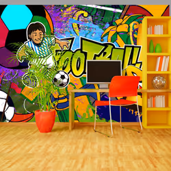 Planete Discount PD14196-150-105, Papier peint non tissé, Multicolore, Colorful, 120 g/m², Football Cup, 1500 mm