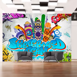 Planete Discount PD14737-400-280, Papier peint non tissé, Multicolore, Colorful, 120 g/m², Skateboard team, 4000 mm