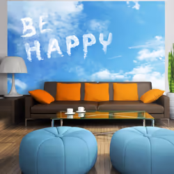 Planete Discount PD14779-400-280, Papier peint non tissé, Bleu, Blanc, Blanc, Azuré, 120 g/m², Be Happy, 4000 mm