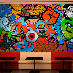 Planete Discount PD14742-100-70, Papier peint non tissé, Multicolore, Colorful, 120 g/m², Graffiti art, 1000 mm