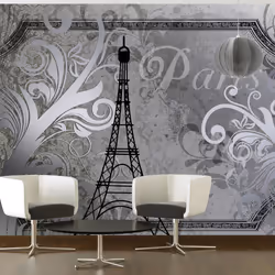 Planete Discount PD15057-400-280, Papier peint non tissé, Noir, Gris, Argent, Gris, Argent, Noir, 120 g/m², Vintage Paris - s ...