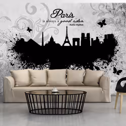 Planete Discount PD15005-400-280, Papier peint non tissé, Noir, Gris, Blanc, Gris, Noir Et Blanc, 120 g/m², Paris is always a ...