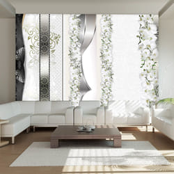 Papier peint intissé Fleurs Parade of orchids in shades of gray - PD13676-400-280