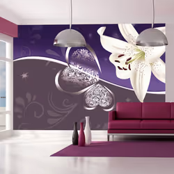 Planete Discount PD13688-100-70, Papier peint non tissé, Violet, Blanc, Violet, Blanc, 120 g/m², Lily in shades of violet, 10 ...