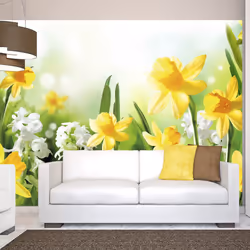 Planete Discount PD13691-400-280, Papier peint non tissé, Vert, Blanc, Jaune, Blanc, Vert, Jaune, 120 g/m², Spring walk, 4000 ...