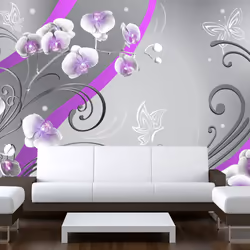 Planete Discount PD14068-100-70, Papier peint non tissé, Gris, Violet, Blanc, Blanc, Gris, Violet, Purple orchids - variation ...