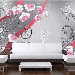 Planete Discount PD14069-400-280, Papier peint non tissé, Gris, Rouge, Gris, Rouge, Pink orchids - variation, 4000 mm, 50 cm