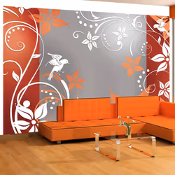Planete Discount PD14071-400-280, Papier peint non tissé, Gris, Orange, Blanc, Gris, Blanc, Orange, Floral fantasy II, 4000 m ...