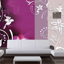 Planete Discount PD14072-400-280, Papier peint non tissé, Violet, Blanc, Blanc, Violet, Floral fantasy, 4000 mm, 50 cm