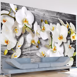 Planete Discount PD13698-400-280, Papier peint non tissé, Gris, Blanc, Jaune, Gris, Blanc, Jaune, 120 g/m², Callous orchids I ...