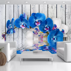 Planete Discount PD13701-100-70, Papier peint non tissé, Bleu, Blanc, Blanc, Bleu, 120 g/m², Cobaltic orchid, 1000 mm