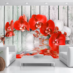 Planete Discount PD13705-400-280, Papier peint non tissé, Gris, Rouge, Blanc, Gris, Blanc, Rouge, 120 g/m², Ruby orchid, 4000 ...