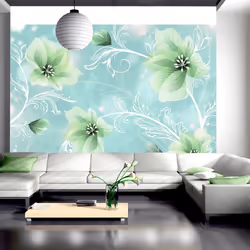 Planete Discount PD14075-400-280, Papier peint non tissé, Vert, Turquoise, Blanc, Blanc, Turquoise, Vert, Mysterious fun II, ...