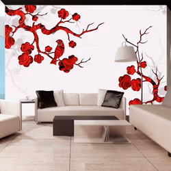 Planete Discount PD14282-400-280, Papier peint non tissé, Crème, Rouge, Blanc, Rouge, Blanc, Crème, 120 g/m², Red bush, 4000 ...