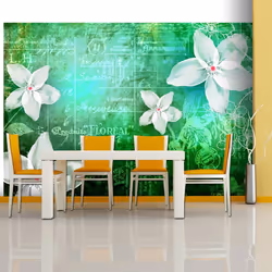 Planete Discount PD14077-400-280, Papier peint non tissé, Vert, Rouge, Blanc, Vert, Blanc, Rouge, Floral notes III, 4000 mm, ...
