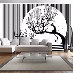 Planete Discount PD14661-400-280, Papier peint non tissé, Noir, Blanc, Noir Et Blanc, 120 g/m², Cat's melody II, 4000 mm