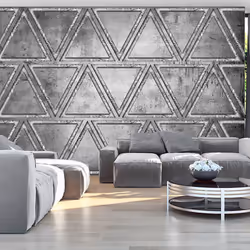 Planete Discount PD14083-400-280, Papier peint non tissé, Gris, Gris, Dancing with triangles, 4000 mm, 50 cm