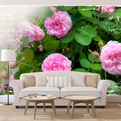 Planete Discount PD13731-100-70, Papier peint non tissé, Vert, Rose, Rose, Vert, 120 g/m², Summer garden, 1000 mm