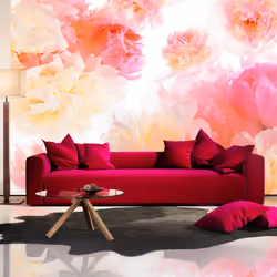 Planete Discount PD13735-150-105, Papier peint non tissé, Rose, Violet, Blanc, Violet, Blanc, Rose, 120 g/m², Pastel peonies, ...