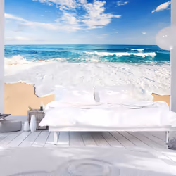Planete Discount PD14547-350-245, Papier peint non tissé, Beige, Bleu, Blanc, Beige, Blanc, Azuré, 120 g/m², Photo wallpaper ...