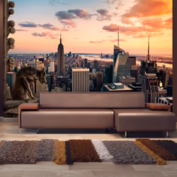 Planete Discount PD15007-400-280, Papier peint non tissé, Beige, Orange, Jaune, Beige, Jaune, Orange, 120 g/m², New York: The ...