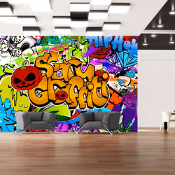 Planete Discount PD14746-400-280, Papier peint non tissé, Multicolore, Colorful, 120 g/m², Scary graffiti, 4000 mm