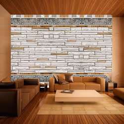 Planete Discount PD14085-100-70, Papier peint non tissé, Beige, Gris, Blanc, Blanc, Beige, Gris, Mosaique en pierre, 1000 mm, ...