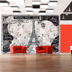 Planete Discount PD15010-400-280, Papier peint non tissé, Noir, Blanc, Noir Et Blanc, 120 g/m², Bonjour Paris, 4000 mm