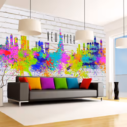 Planete Discount PD15011-400-280, Papier peint non tissé, Noir, Blanc, Blanc, Colorful, Noir, 120 g/m², Colors of New York, 4 ...