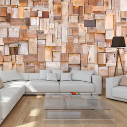 Planete Discount PD14090-300-210, Papier peint non tissé, Beige, Beige, Larch mosaic, 3000 mm, 50 cm