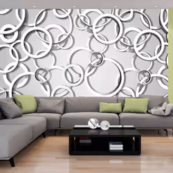 Planete Discount PD13201-100-70, Papier peint non tissé, Argent, Blanc, Blanc, Argent, 120 g/m², Vicious circles, 1000 mm
