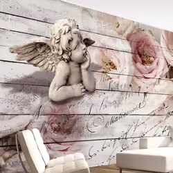 Planete Discount PD15065-100-70, Papier peint non tissé, Beige, Crème, Perle, Rose, Rose, Crème, Beige, Nacré, 120 g/m², Ange ...