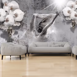 Planete Discount PD14629-400-280, Papier peint non tissé, Gris, Blanc, Blanc, Gris, 120 g/m², Arrangement with orchid, 4000 m ...