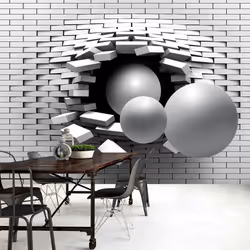 Planete Discount PD14099-400-280, Papier peint non tissé, Gris, Blanc, Gris, Blanc, Another Brick In The Wall, 4000 mm, 50 cm