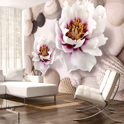 Planete Discount PD13736-150-105, Papier peint non tissé, Orange, Rose, Blanc, Blanc, Orange, Rose, 120 g/m², Flowers and She ...