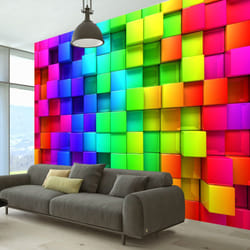 Papier peint intissé 3D et Perspective Colourful Cubes - PD12995-400-280